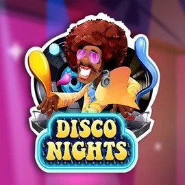 Disco Nights slot logo by Red Rake Gaming at Spinmacho Casino