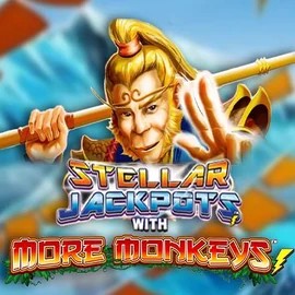 Stellar Jackpots with More Monkeys slot logo by Lightning Box Game at Spinmacho Casino